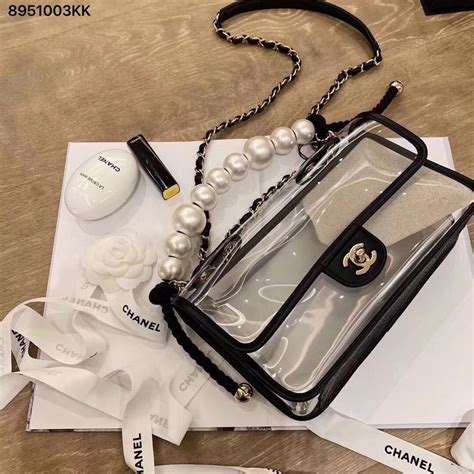 chanel 2019 bag pearls|Chanel clear tote bag.